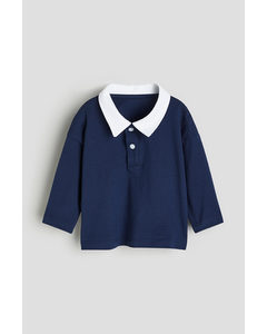 Cotton Jersey Polo Shirt Dark Blue