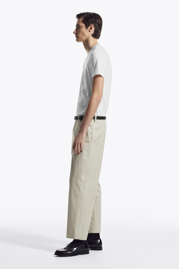 COS Cropped Straight-leg Twill Trousers Beige