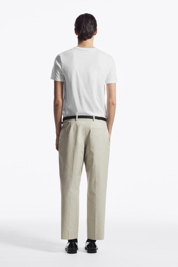 COS Cropped Straight-leg Twill Trousers Beige