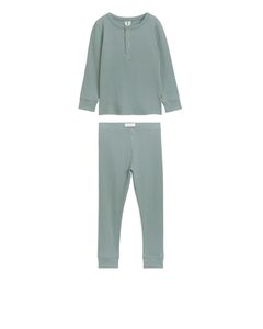 Ribbed Pyjama Set Dusty Turquoise