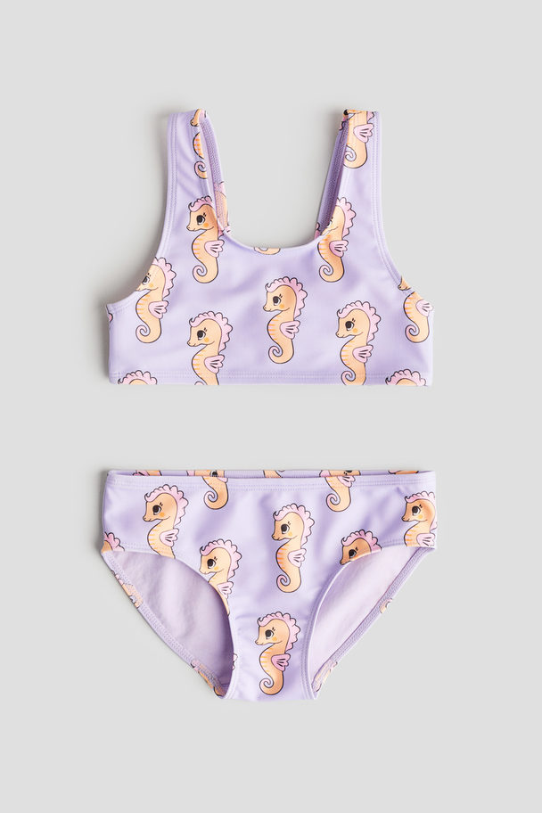 H&M Patterned Bikini Light Purple/seahorses