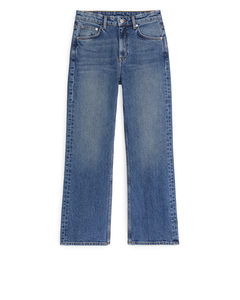 Flared Cropped Stretch Jeans Blue