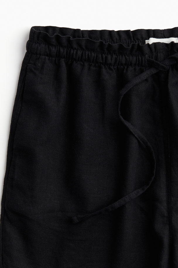 H&M Linen-blend Shorts Black