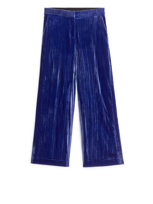 ARKET Crushed Velvet Trousers Blue