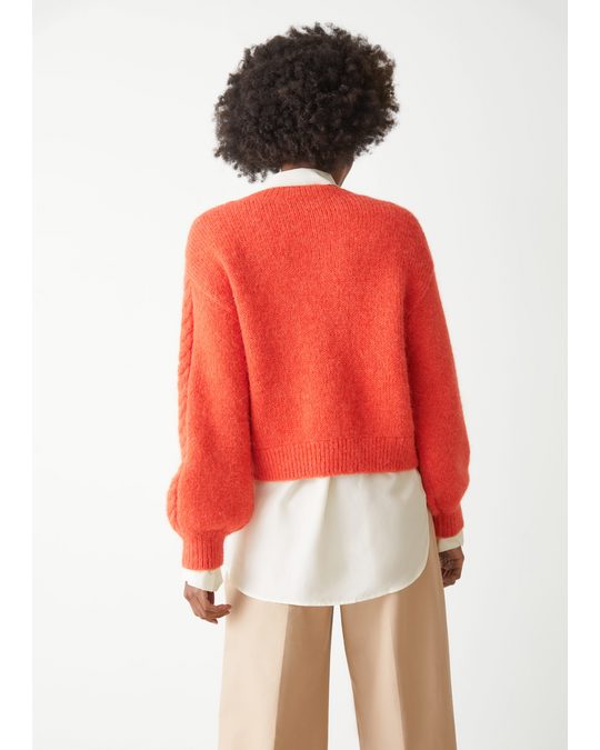 & Other Stories Cable Knit Cardigan Orange