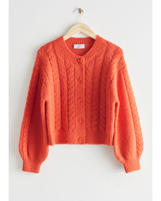 & Other Stories Cable Knit Cardigan Orange