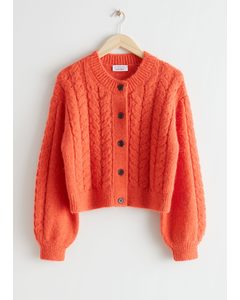 Cable Knit Cardigan Orange