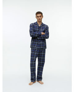 Flanellen Pyjamabroek Blauw/geruit