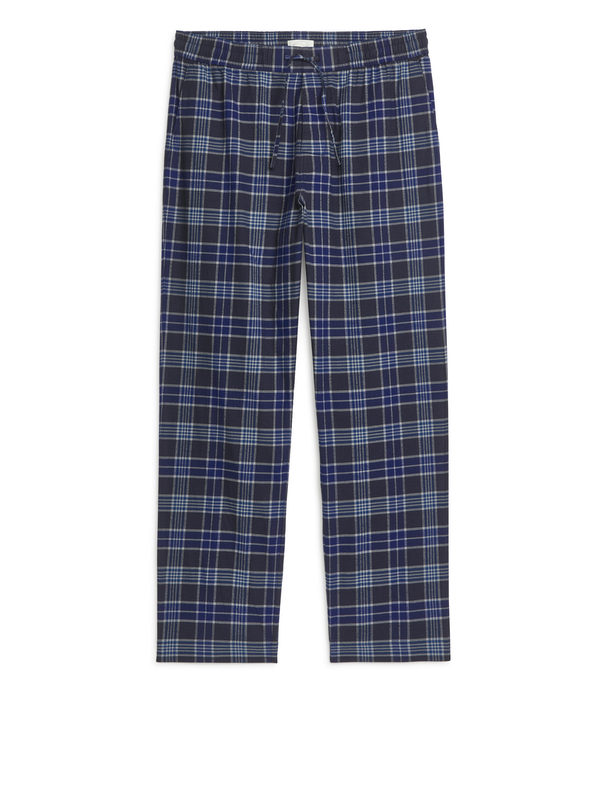 ARKET Flannel Pyjama Trousers Blue/checked