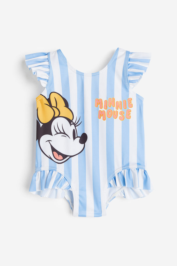 H&M Patterned Swimsuit Light Blue/minnie Mouse