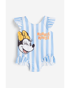 Patterned Swimsuit Light Blue/minnie Mouse