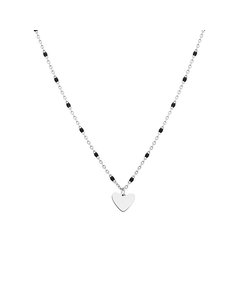 Halskette, Edelstahl, mit Herzanhänger, schwarz