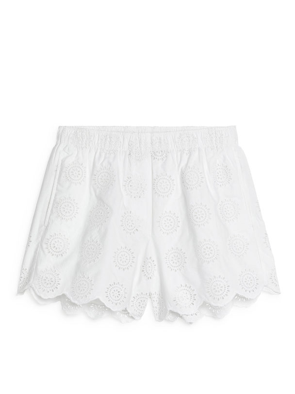 ARKET Shorts Med Broderie Anglaise Vit