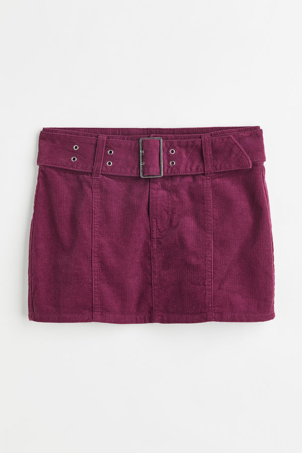 H&M Belted Mini Skirt Plum Purple