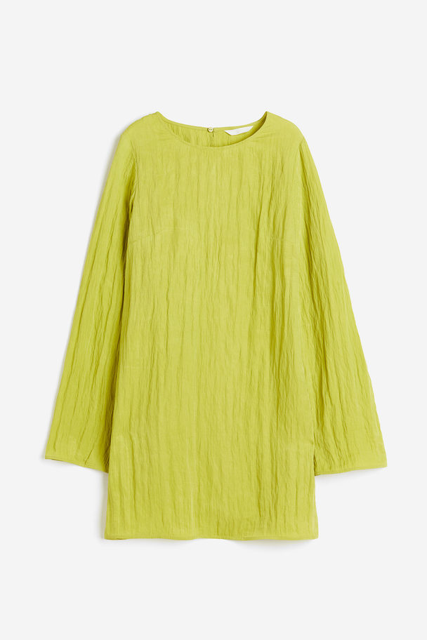 H&M Kleid aus Crinklestoff Limegrün