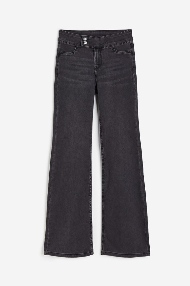 H&M Flared Low Jeans Donkergrijs