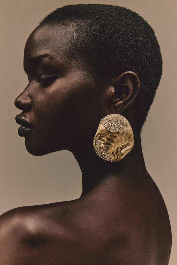 H&M Rhinestone-embellished Earrings Gold-coloured