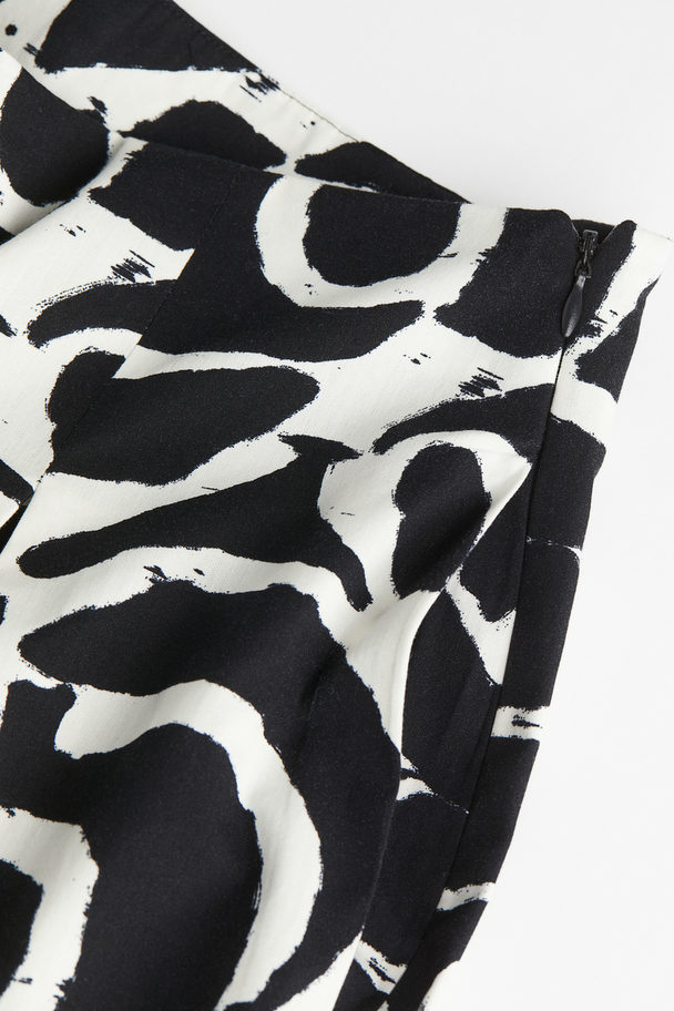 H&M Cotton Poplin Trousers Black/patterned