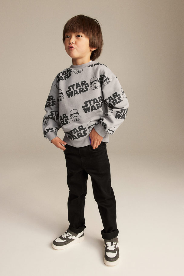H&M Sweatshirt Med Motiv Grå/star Wars