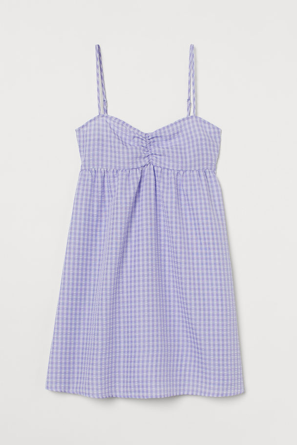 H&M Short Dress Light Purple/white Checked