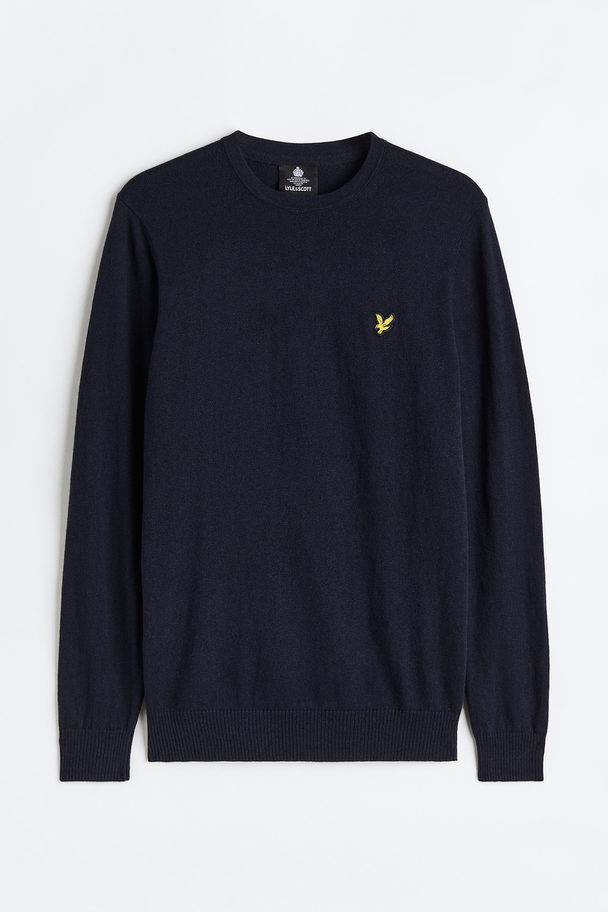 Lyle & Scott Cotton Merino Crew Jumper Marin Blå