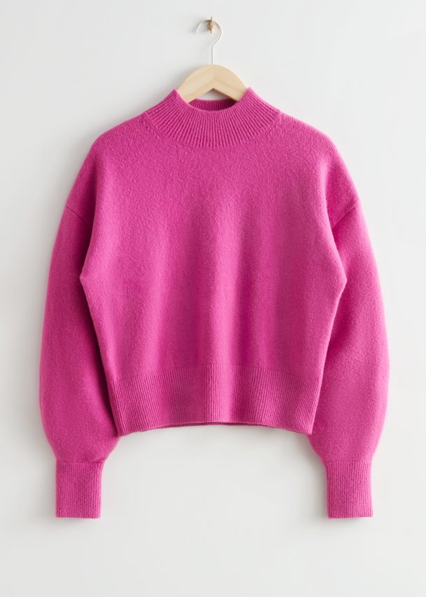 & Other Stories Mock Neck Sweater Fuchsia