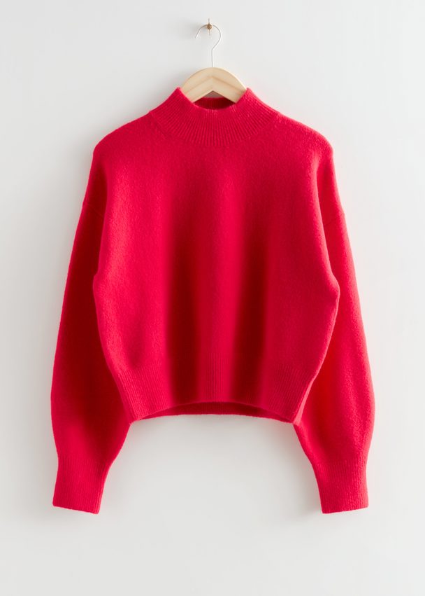 & Other Stories Mock Neck Sweater Bright Red