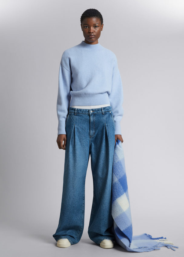 & Other Stories Mock-neck Sweater Light Blue Wool