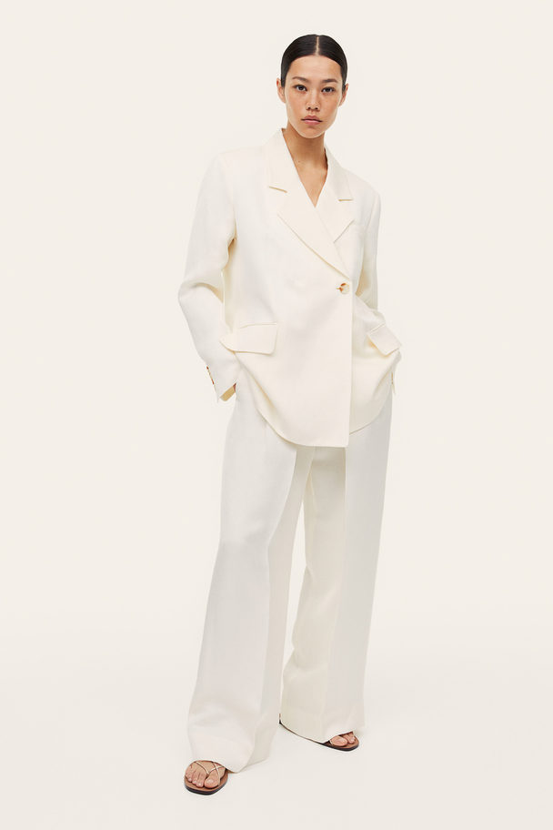 H&M Zweireihiger Blazer aus Leinenmix Weiß