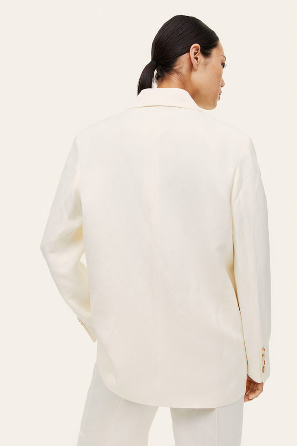 H&M Zweireihiger Blazer aus Leinenmix Weiß