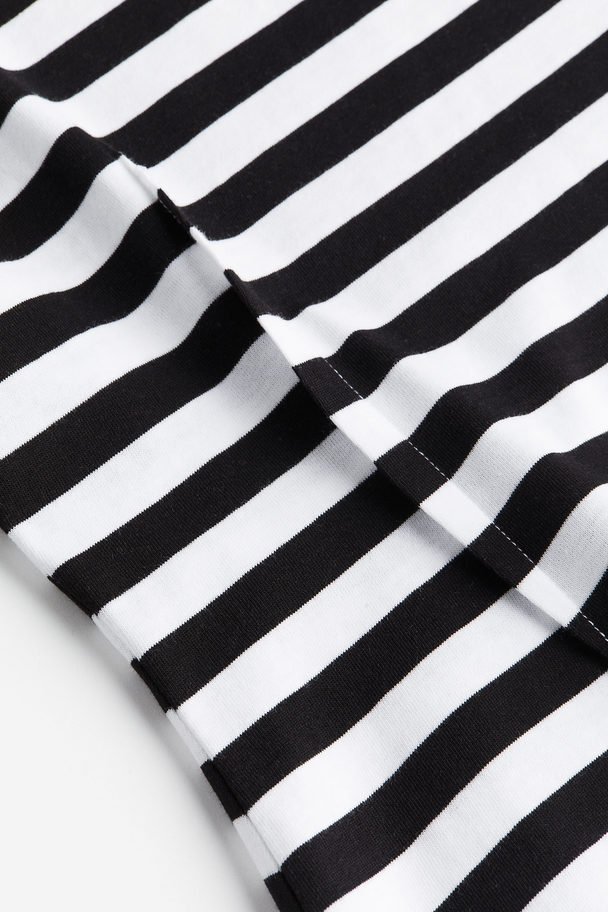 H&M Tapered-waist Top Black/white Striped