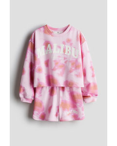 2-piece Sweatshirt Set Light Pink/malibu