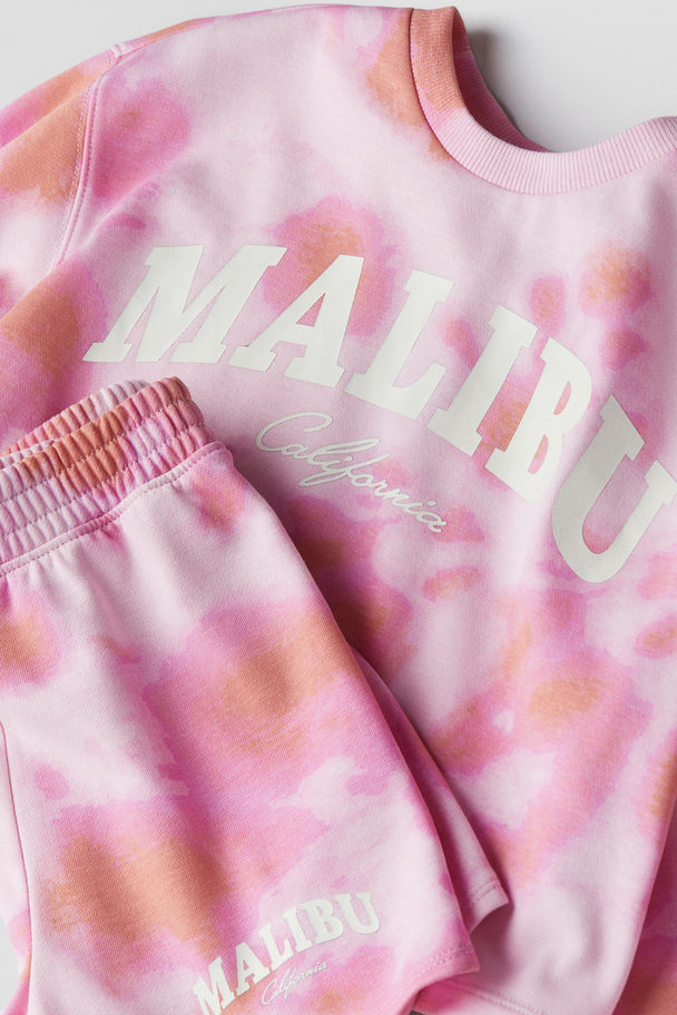 H&M 2-piece Sweatshirt Set Light Pink/malibu