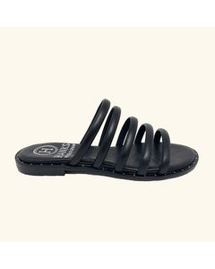 Santorini Flat Sandals Leather Black