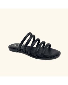 Santorini Flat Sandals Leather Black