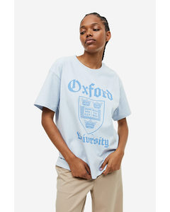 Oversized Printed T-shirt Light Blue/oxford University