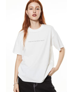 Oversized Printed T-shirt White/wednesday