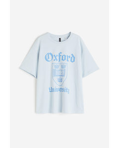 Oversized Printed T-shirt Light Blue/oxford University