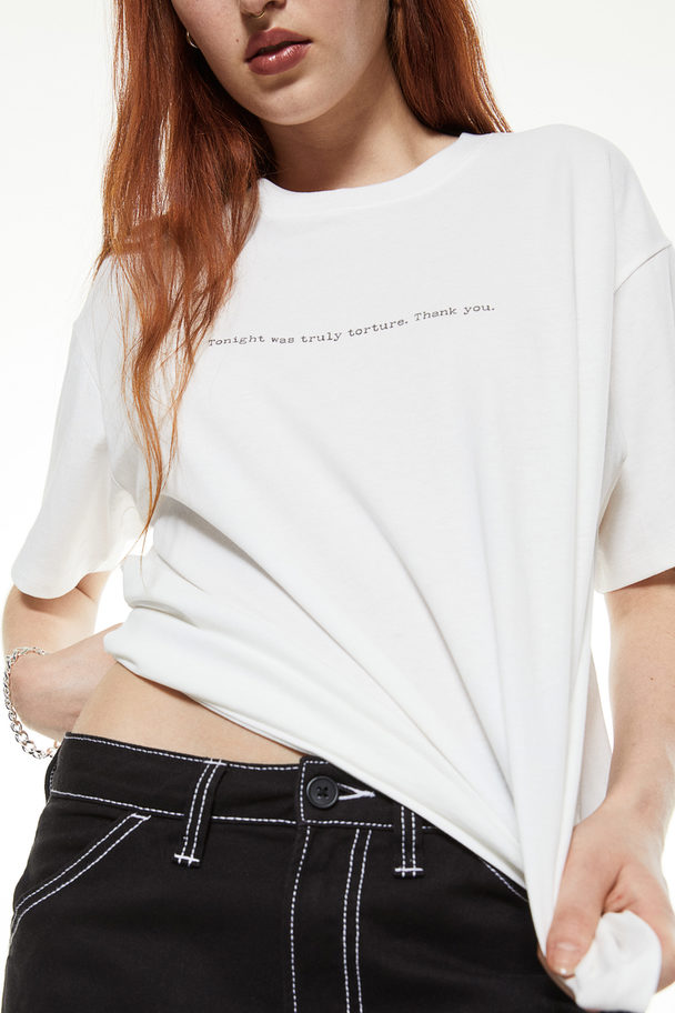 H&M Oversized T-shirt Med Tryck Vit/wednesday