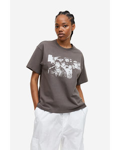 Oversized T-Shirt mit Print Dunkelgrau/Blur