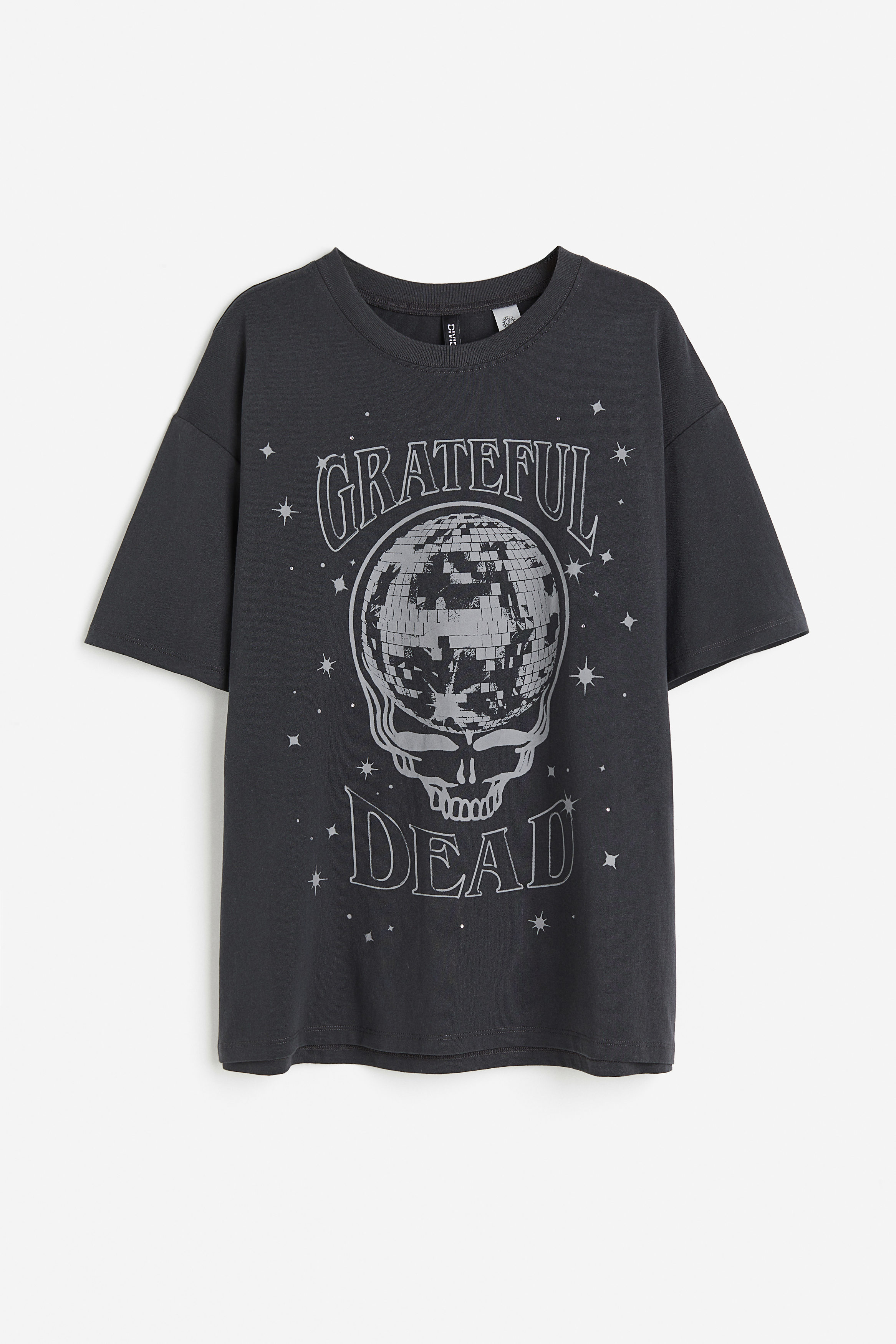 Billede af H&M Oversized T-shirt Med Tryk Mørkegrå/grateful Dead, T-shirts. Farve: Dark grey/grateful dead I størrelse XS
