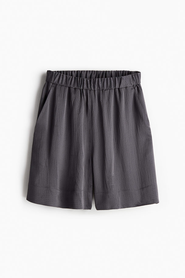 H&M Silk-blend Shorts Dark Grey