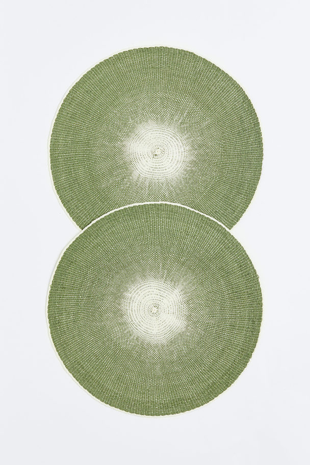 H&M HOME 2-pack Round Table Mats Khaki Green/ombre