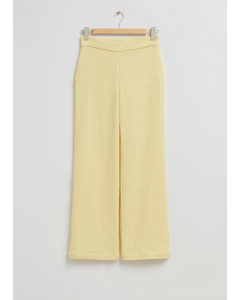 Slim-fit Tweed Trousers Light Yellow