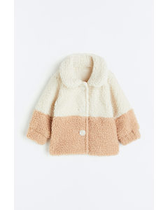 Collared Teddy Jacket Natural White/block-coloured