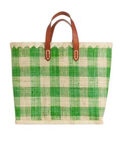 A World Of Craft Large Raffia Bag Green/beige
