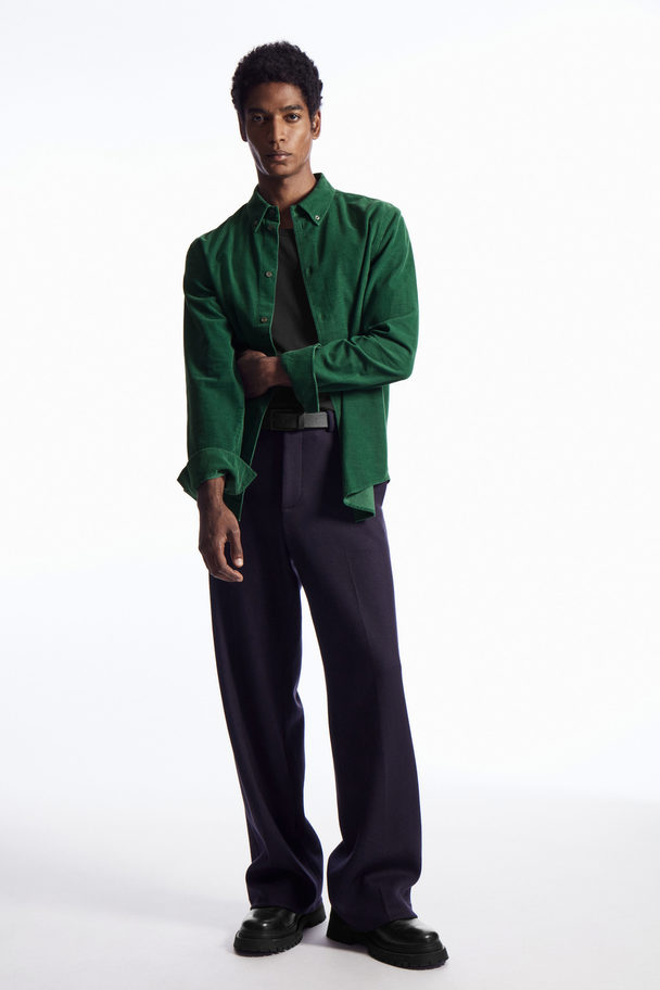 COS Button-down Collar Corduroy Shirt Dark Green