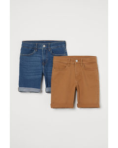 2-pack Shorts Denimblå/brun