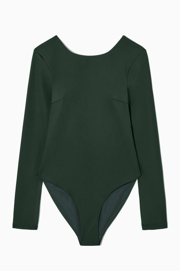 COS Open-back Long-sleeved Swimsuit Dark Green