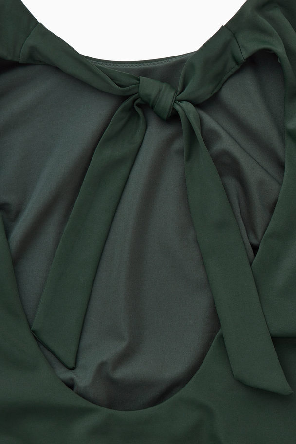 COS Open-back Long-sleeved Swimsuit Dark Green